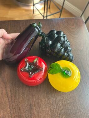 Lot of 4 glass fruit & veggies